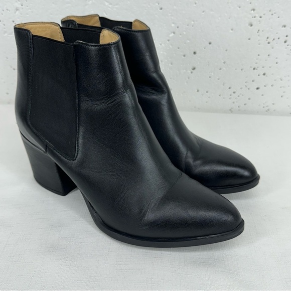 Nisolo Women's Size 10 Black Leather Chunk Heel Ankle Boots - Picture 1 of 15